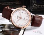 Perfect Replica Patek Philippe Calatrava Rose Gold Smooth Bezel Brown Leather Strap 40mm Watch 